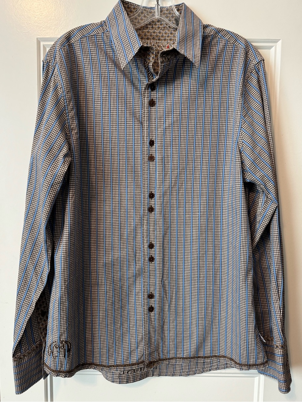 John Lennon Designs Inspired by His Art Button Down Shirt Blue Brown M